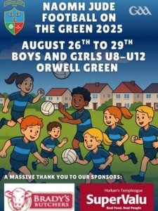 Football on the Green is back!

Join us next week on Orwell Green for four days of fun, skills, and football!

Tuesday – Friday

Boys & Girls U8 – U12

Don’t miss the chance to play, learn and make friends in the heart of the community!